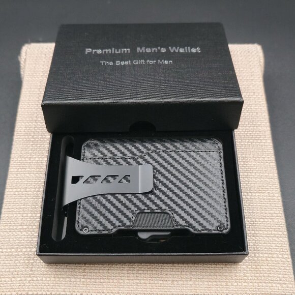 Other - Carbon Fiber Style Front Pocket Wallet With Clip B1086